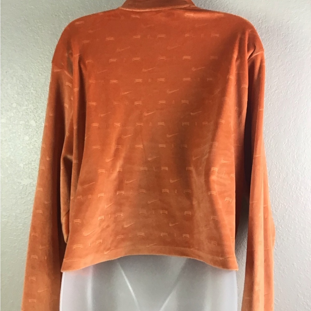 Nike Air All Over Logo 1/4 Zip Velour Long Sleeve Top Size 2X Spice Orange - Picture 8 of 14